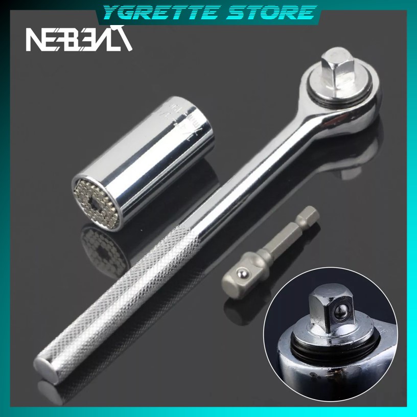 YGRETTE - Gator Grip Universal Socket Bolt Set - ETC-200 / Kunci Pas - Silver Ring Berbagai ukuran