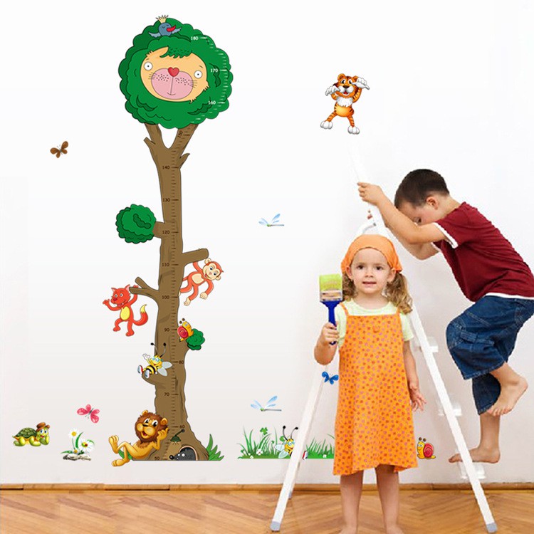 RELIZA WALL STICKER TINGGI BADAN POHON ANAK GROW UP ANIMAL MJ8022 STIKER DINDING