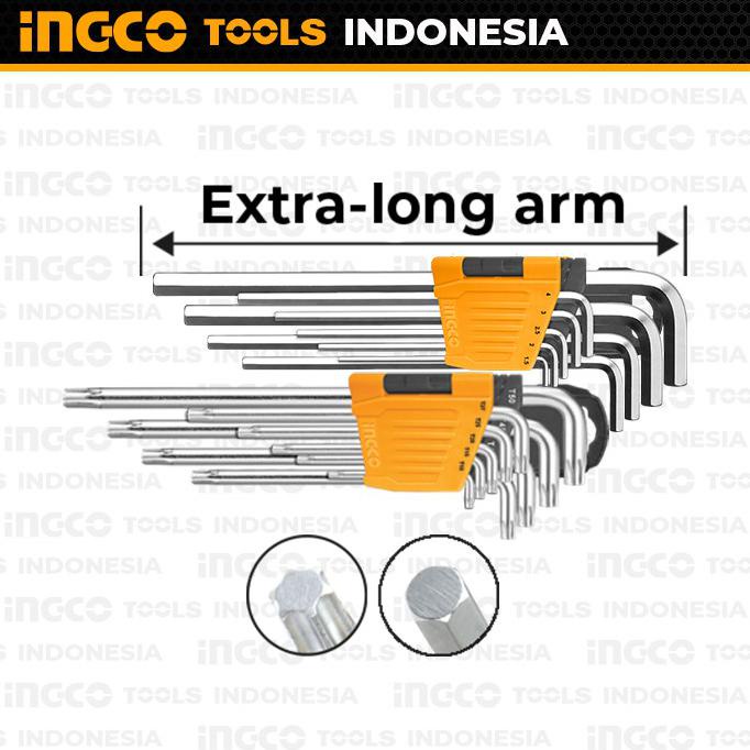 18-Pcs Cr-V Long Hex & Torx Key Set INGCO HHKSET0181 Kunci