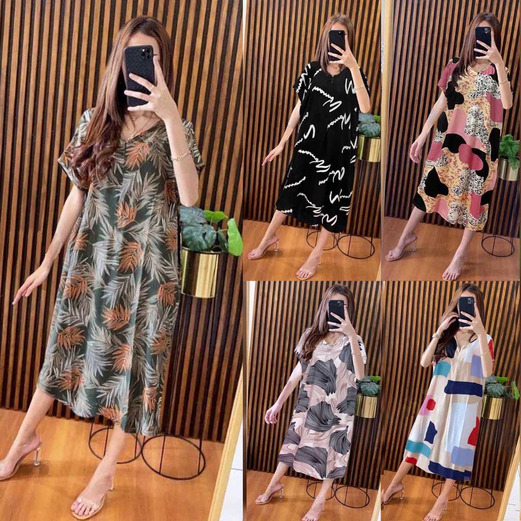 BEFAST - ZEC OOTD Dress YUQIA / Busui Daster Di Bawah Lutut Atas Semata Kaki / Daster Wanita / Daster Motif / Keluaran Terbaru 2022 / Daster Lengan Pendek / Terlaris / Termurah