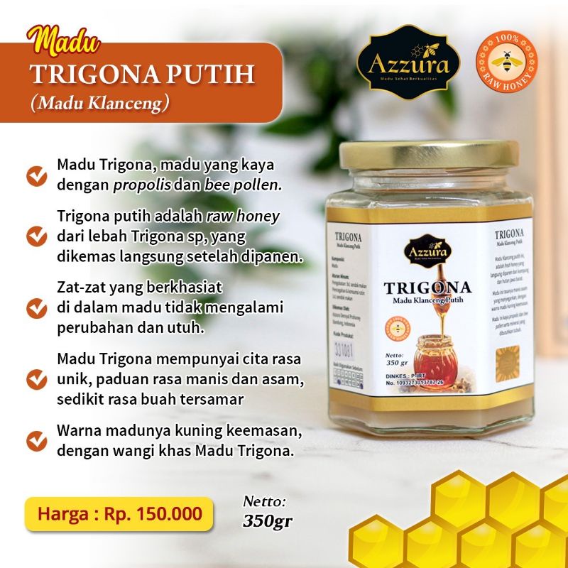 

Madu Azzura Trigona Putih 350 Gram