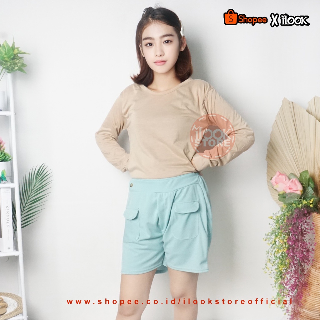 ilook | Moji Pant | Celana Pendek Moji | Celana Pendek Wanita | Celana Korean Style Bahan Crepe