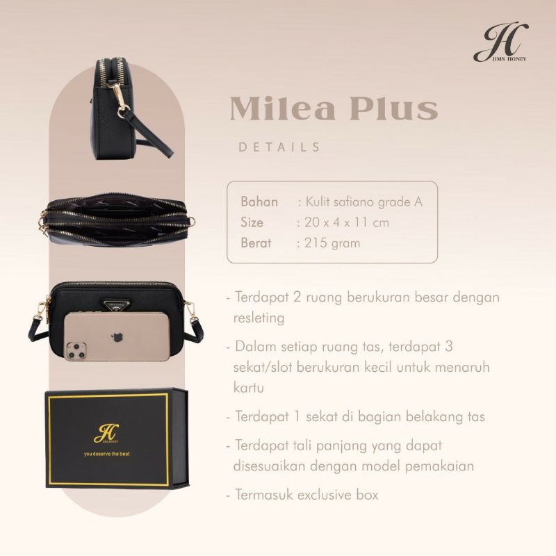 Milea Plus Tas Selempang Wanita Jims Honey Original Free Box realpic cod Kado official Store