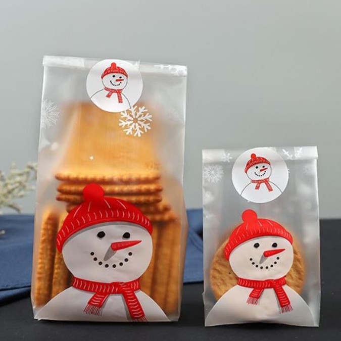 

Kantong plastik permen snowman / cookies bag candy natal/ souvenir hampers christmas
