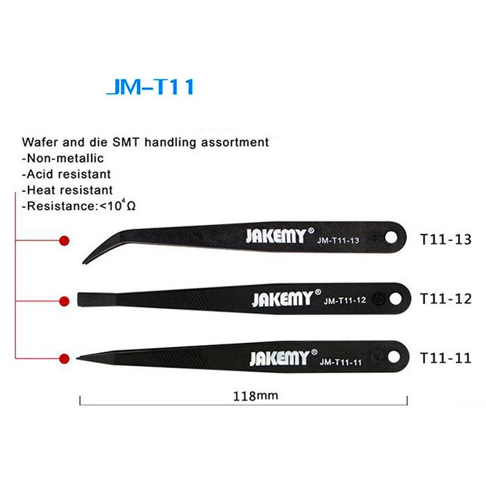 Jakemy High Anti Static Tweezers Suit 3 PCS - JM-T11