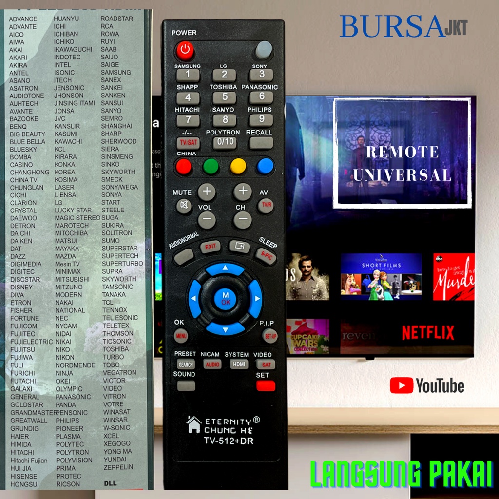 REMOTE REMOT  TV UNIVERSAL CHUNGHE 512TR TABUNG LCD LED