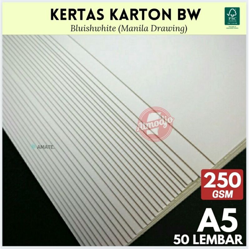 

Kertas BW karton Manila 250g A5 - Isi 50 Lembar