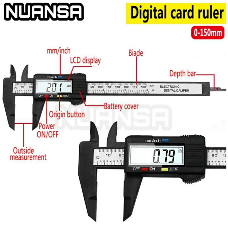 LCD Digital Elektronik Jangka Sorong Vernier Caliper Gauge Micrometer Alat Ukur Digital