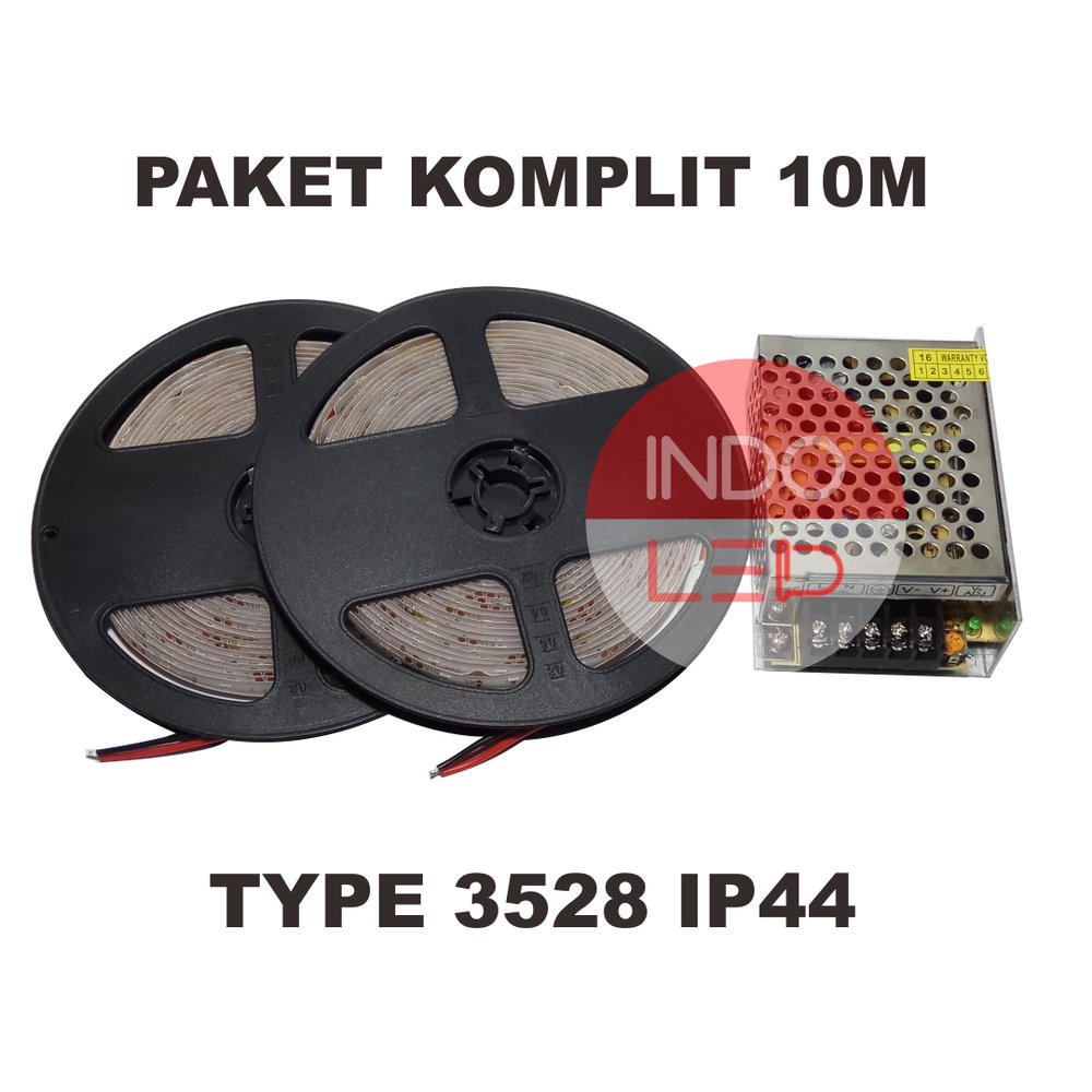 Led Strip 3528 Ip44 10M Plus Adaptor - Lampu Etalase - Lampu Led Acsesories