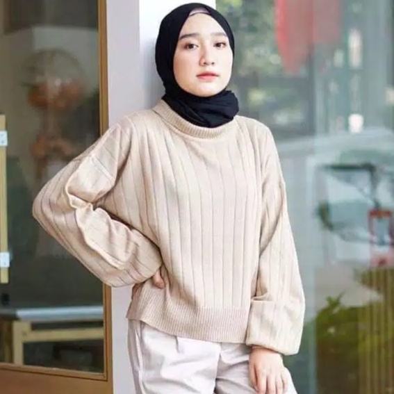 VIBSWEATER TURTLENECK JOVANKA RAJUT OUTER WEAR/SWEATER RAJUT JOVANKA PREMIUM TEBAL/ATASAN RAJUT WANITA TANGAN BALON