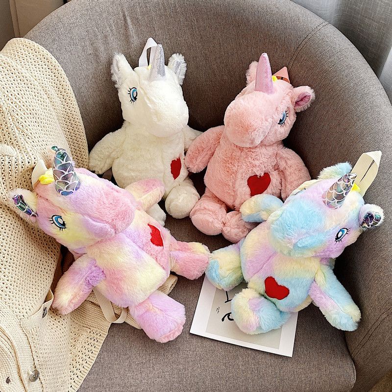TAS RANSEL BONEKA UNICORN KUDA PONY HORSE PINK RAINBOW BACKPACK ANAK DEWASA IMPOR