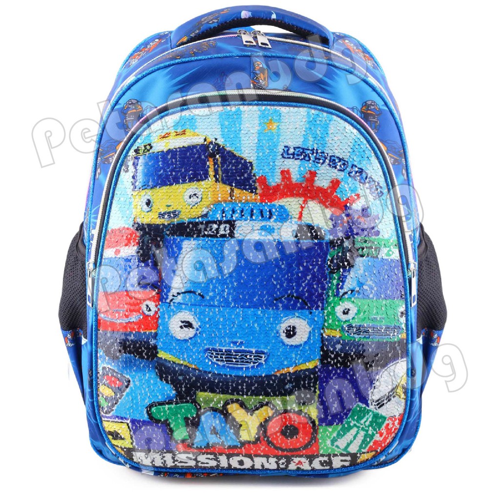 PTS - Ransel Sekolah Anak Karakter Tobot &amp; Tayoe - Mission Ice - Ransel Model Usap/Swipe Boys + FREE BOT