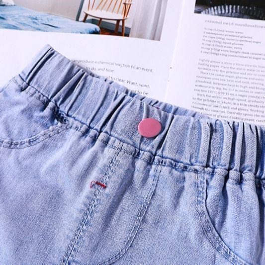 Celana jeans anak perempuan panjang bayi trendy korea style import lembut elastis adem 2-5 tahun-2