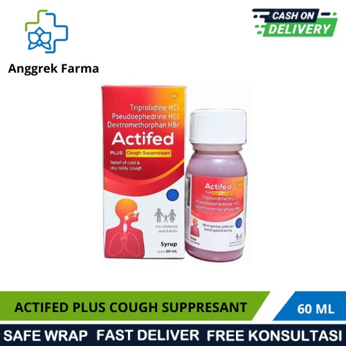 ACTIFED PLUS COUGH SUPPRESANT/ACTIFED MERAH/OBAT BATUK KERING DAN PILEK/MEREDAKAN GEJALA BATUK DAN P
