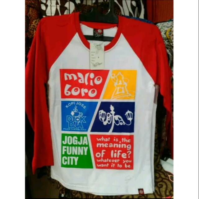 KAOS LENGAN PANJANG BAHAN KATUN KHAS JOGJA - BAJU COUPLE PRIA WANITA - SAOVENIR UNIK MURAH