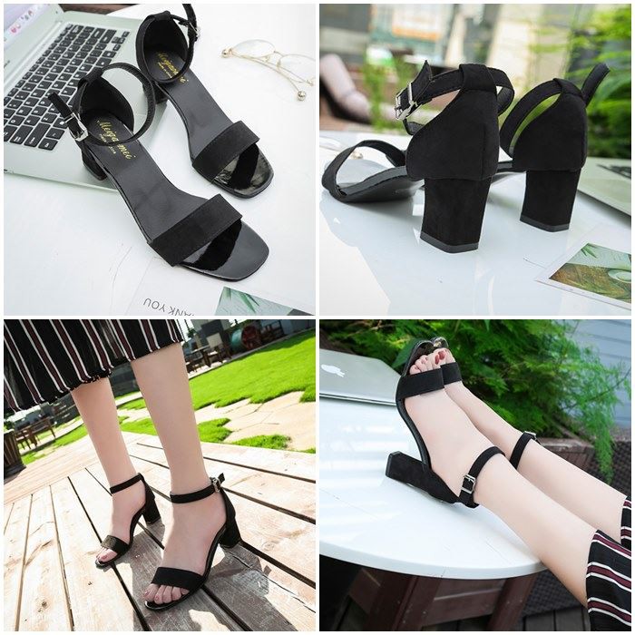 JSH 318 (SIZE 36-40) RISCE SANDAL HEELS 7CM SUEDE IMPORT WANITA CEWEK PEREMPUAN JAKARTA BATAM PESTA