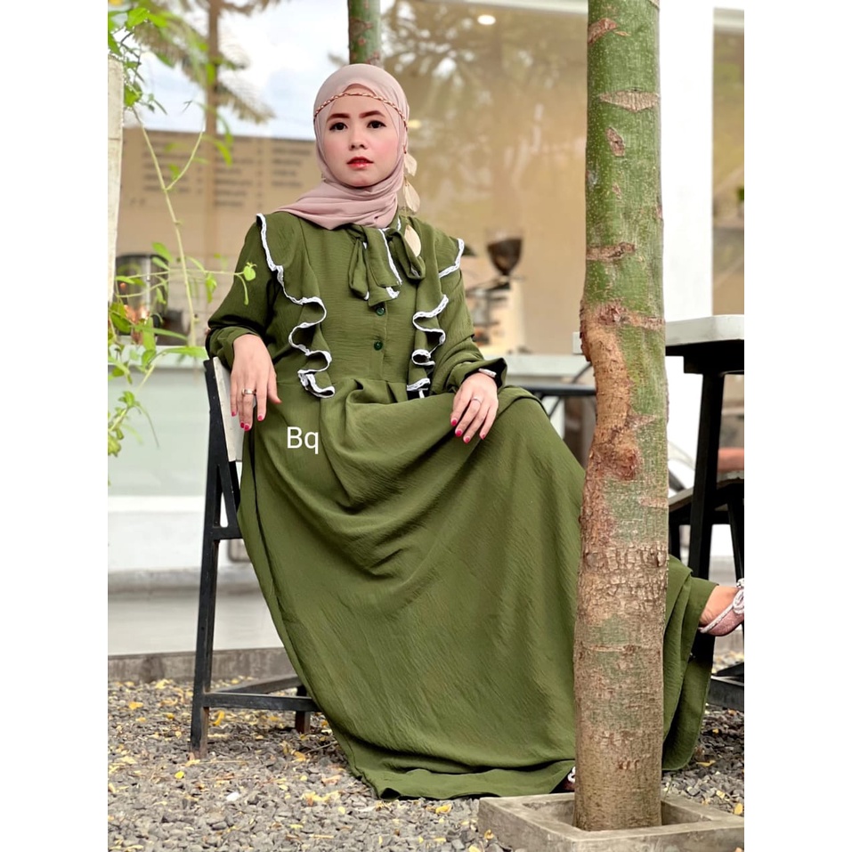 gamis crinkle aprflow drees crinkle premium /midi dress korea crinkle