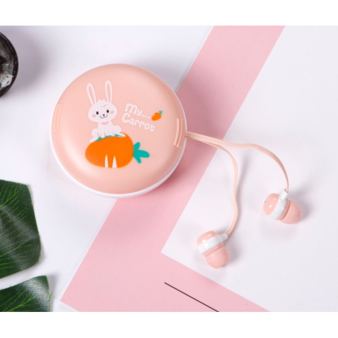 [L-19] / [L-24] Headset Earphone KELINCI Rabbit POUCH SERUT / Wadah Earphone Bulat KELINCI Lucu