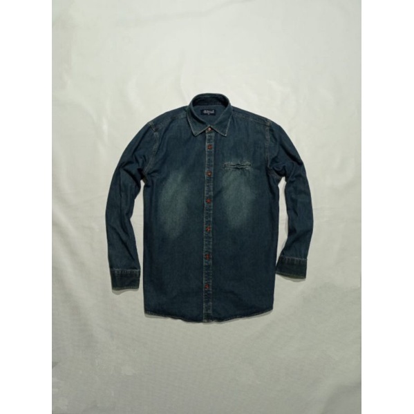 KEMEJA PANJANG PRIA DENIM VINTAGE CLASSIC SECOND