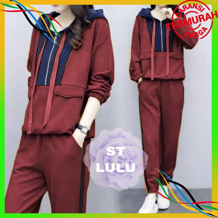 OLAHRAGA BAJU OLAHRAGA WANITA HOODIE SETELAN TRAINING LULU BAJU SETELAN WANITA BAYAR COD
