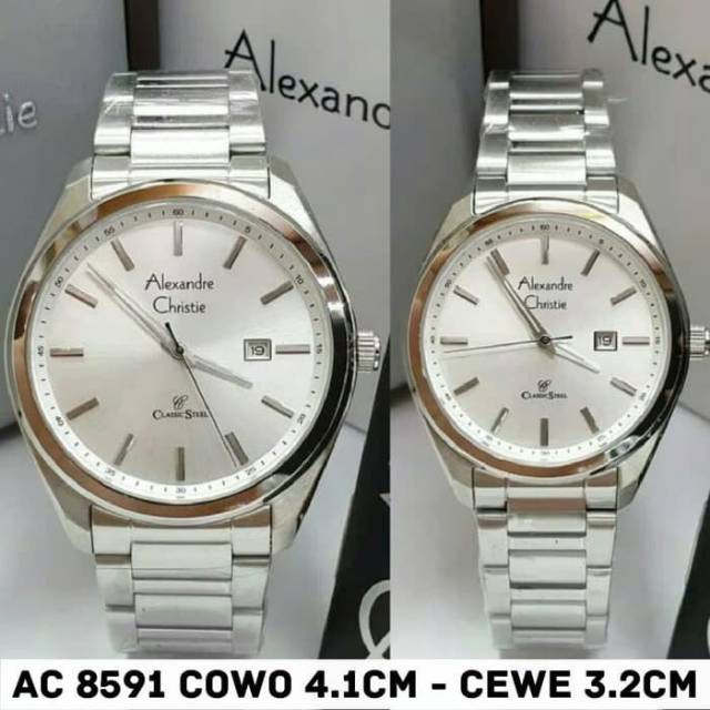 JAM TANGAN COUPLE ALEXANDRE CHRISTIE AC 8591 CLASSIC SILVER ORIGINAL