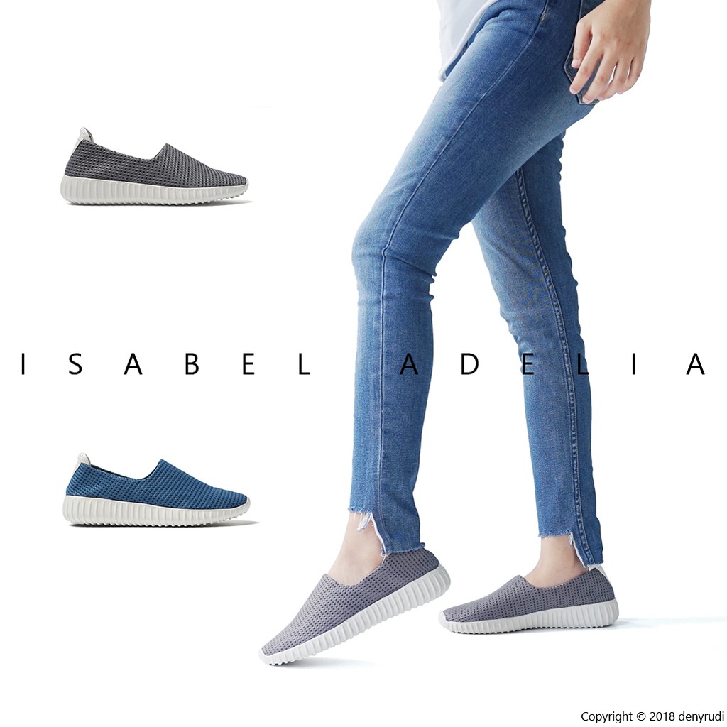 Isabel Adelia - AMANDA Slip On Wanita Biru Abu