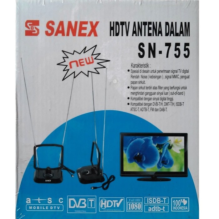 Promo SANEX SN 755 ANTENA TV DALAM INDOOR DIGITAL ANALOG HDTV DVB T H ADTB T Berkualitas