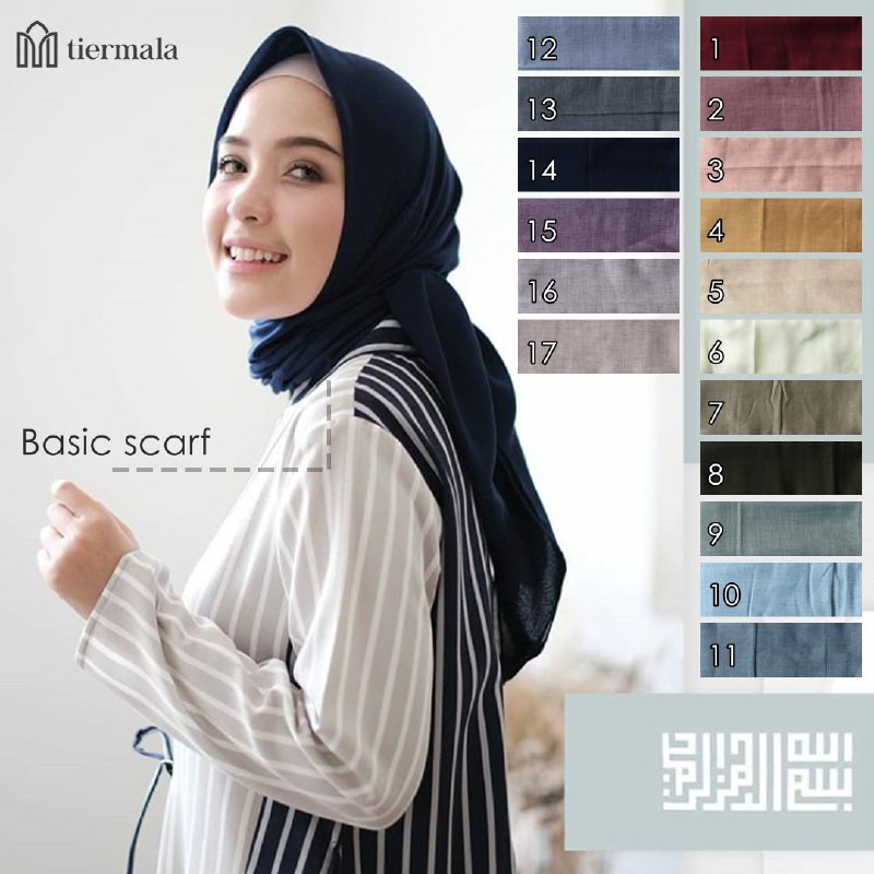 Jilbab polos / Scarf polos  / Hijab polos/ Kerudung Polos Segiempat polos BASIC SCARF by Tiermala