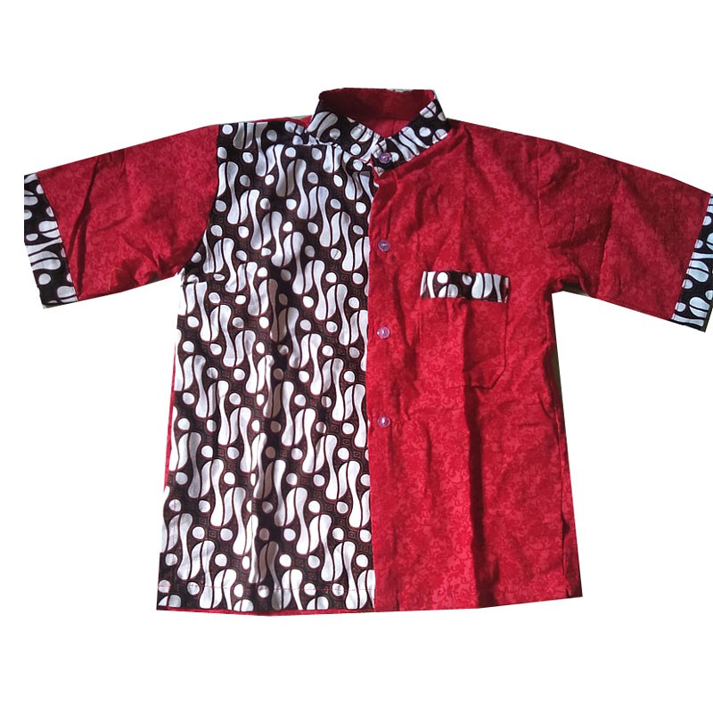 Baju Koko Anak Kombinasi Batik Embos