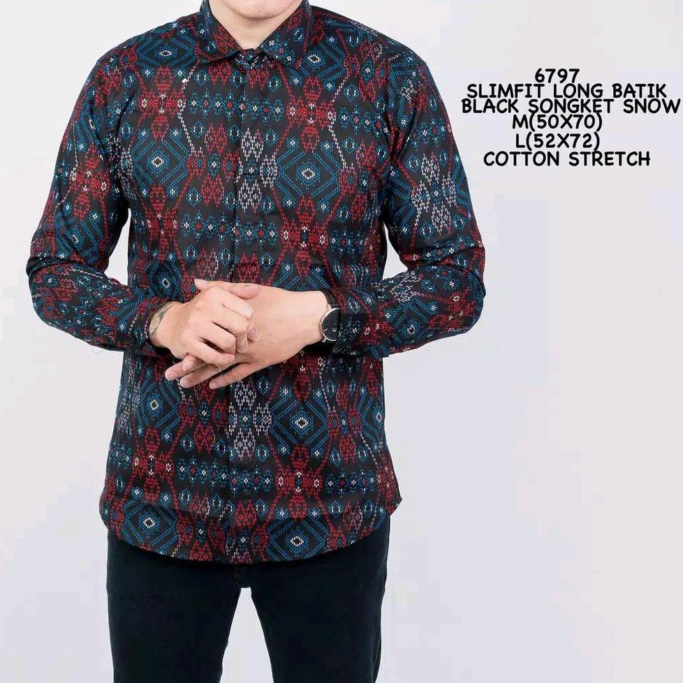 PROMO KEMEJA BATIK PRIA LENGAN PANJANG KEMEJA BATIK PRIA SLIM FIT MODERN BAJU BATIK PRIA SLIM FIT