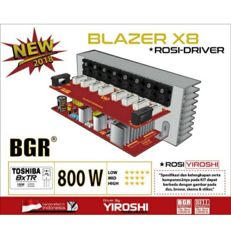 Kit Power Amplifer Yiroshi Blazer X8 BELL BGR TR Toshiba Original 800W
