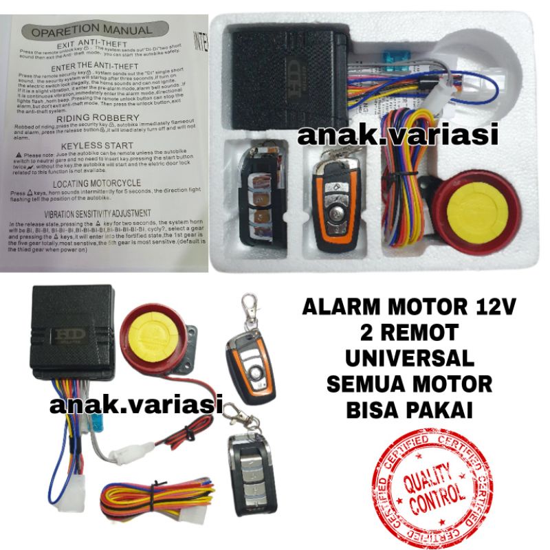 ALARM SISTEM MOTOR REMOT CONTROL 12V SEMUA MOTOR/ALARM MOTOR REMOT/KUNCI PENGAMAN ALARM MOTOR/ALARAM