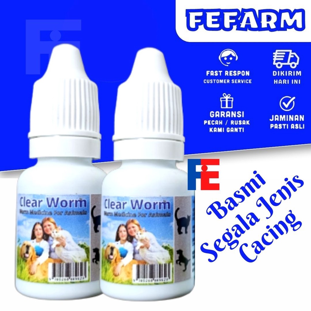 Obat Cacing Oral Kucing Anjing Kelinci Hamster Clear Worm FEFARM