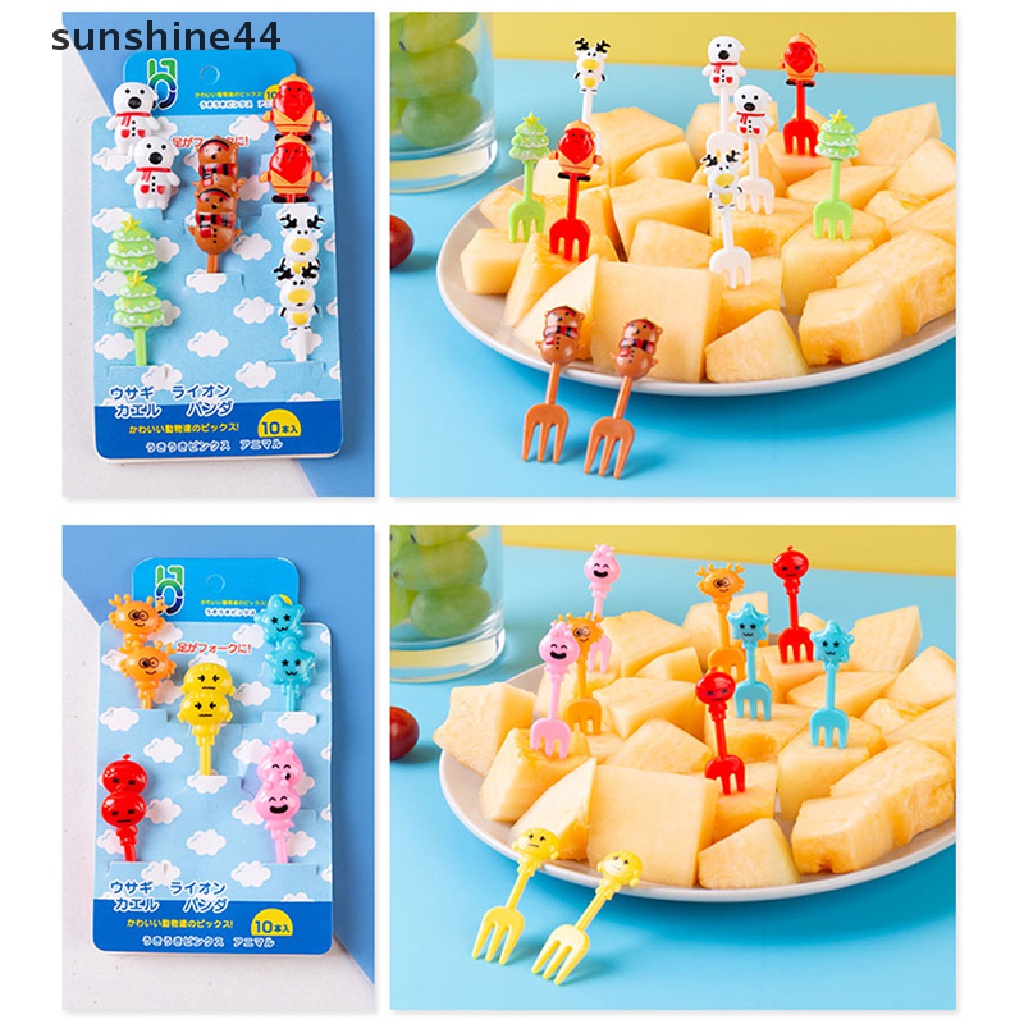 Sunshine Set Garpu Buah / Dessert / Cocktail / Sandwich / Bento Desain Kartun Untuk Pesta