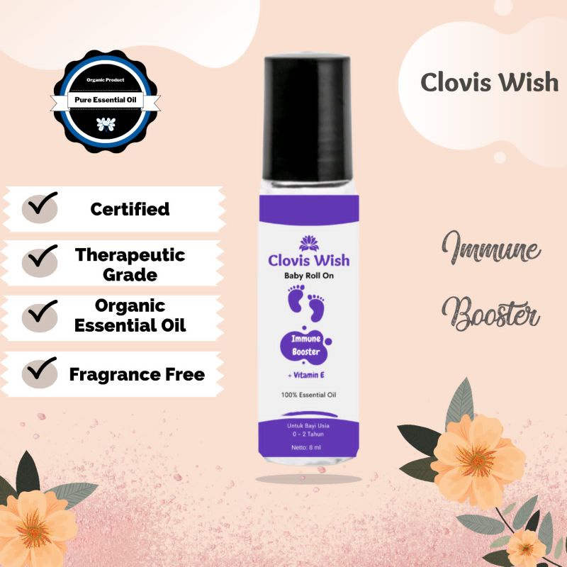 Clovis Wish Immune Booster Penambah Imun Roll On Minyak Oles Essential Oil Bayi Anak Baby