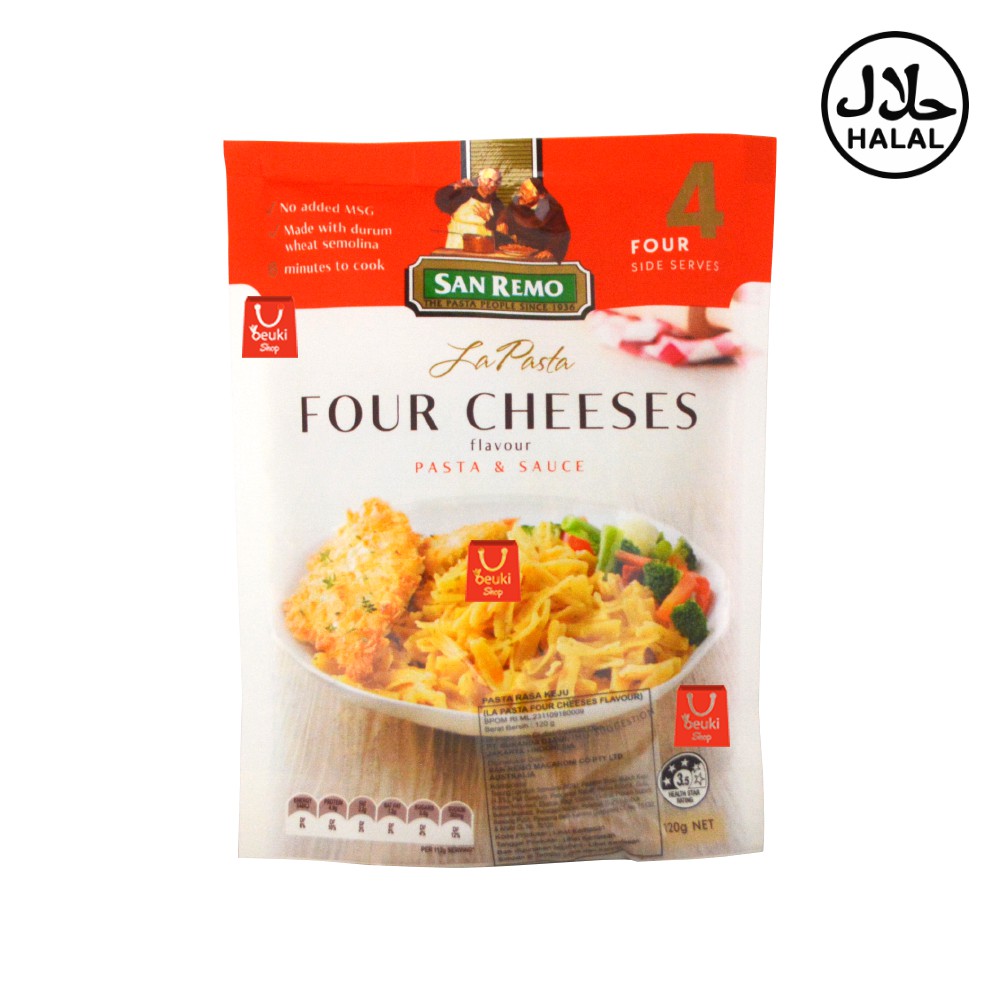 

San Remo La Pasta Four Cheese Pasta Rasa Keju Premium Australia Halal - 120gr