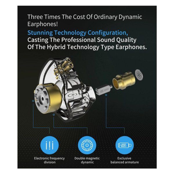 Earphone Headset KZ ZNS Pro with MIC  Hybrid  Hifi Sound 118103