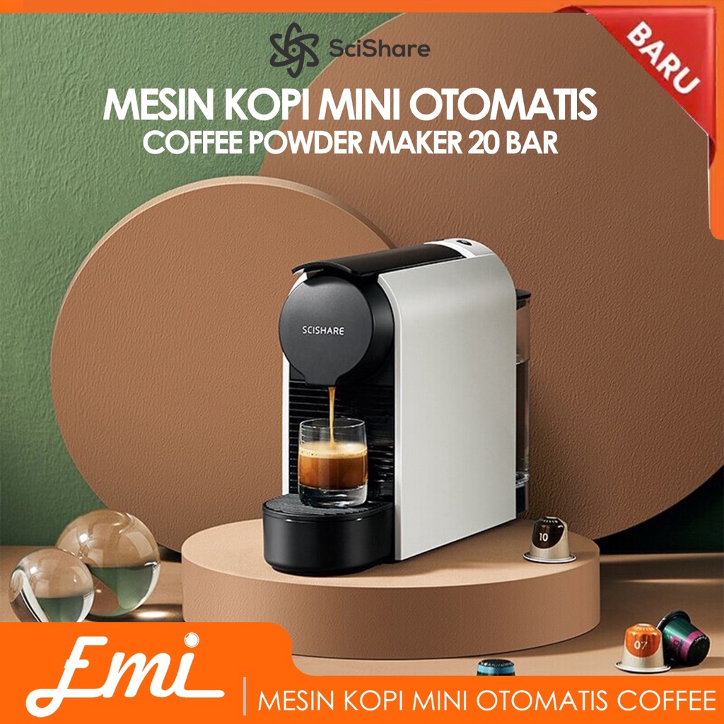 SCISHARE Mesin Kopi Mini Otomatis Coffee Powder Maker 20 Bar