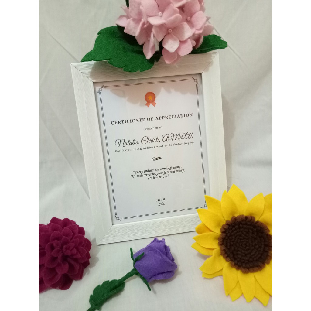 Frame Custom Certificate 6R | Hadiah Sertifikat Custom + Pigura | Hadiah Best Boyfriend/Girlfriend