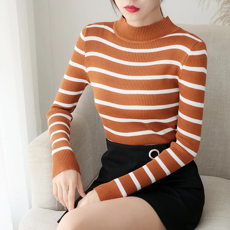 SWEATER RAJUT LONG PASTER STRIP WANITA  PRESSBODY