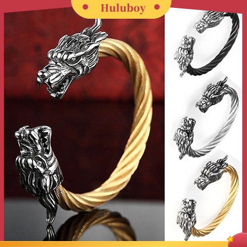 Hu Hu Hu Hu Hu Alat Bantu Pasang Kacamata♡ Perhiasan Gelang Desain Kepala Drago-n Bahan Titanium Steel Untuk Pria