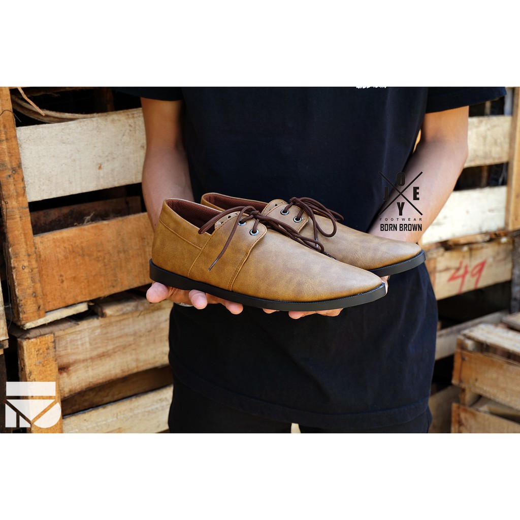 Born Brown | Sepatu Pantofel Santai Kasual Kerja Kuliah Pria Cowok Men Laces Ori | FORIND x Joey