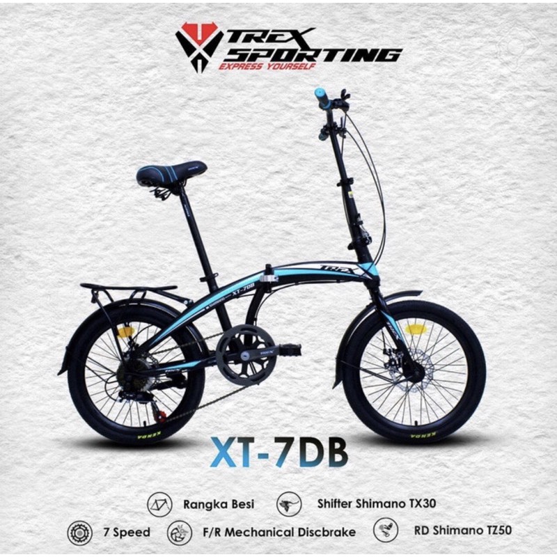 Sepeda Lipat TREX Sporting XT7DB 7speed 20 inch rem cakram shimano SNI garansi termurah kredit COD-3