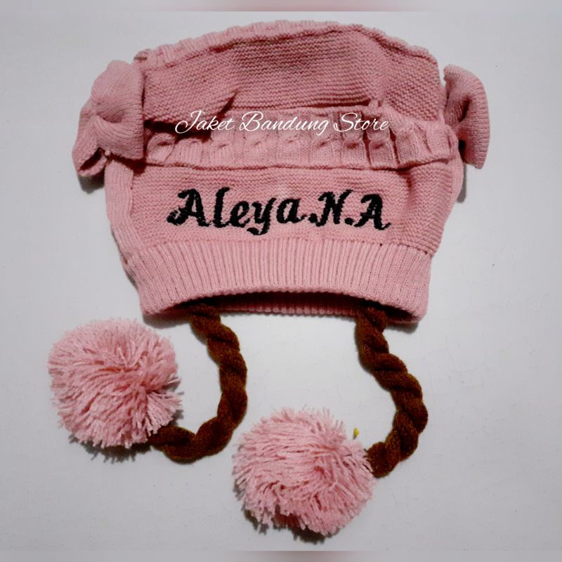 TOPI BAYI RAMBUT/KUPLUK KEPANG POMPOM GRATIS PASANG NAMA SUKA SUKA-2