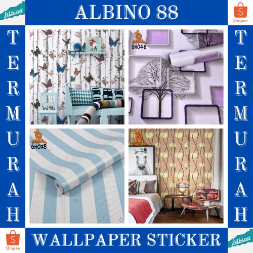 [BAYAR DITEMPAT] PROMO TERMURAH wallpaper dinding motif dan karakter Size 45cm X 1M / Wallsticker Premium Quality motif elegant best seller