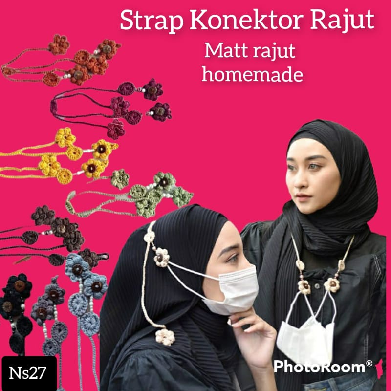 Strap Konektor Tali Rajut / Gantungan Kalung Masker rajut hijab