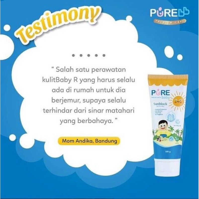 Pure BB Baby SUNBLOCK SPF25 100gr / 50gr Sun UV Protection Aman untuk Bayi - Sun Block Krim Lotion PREMIUM