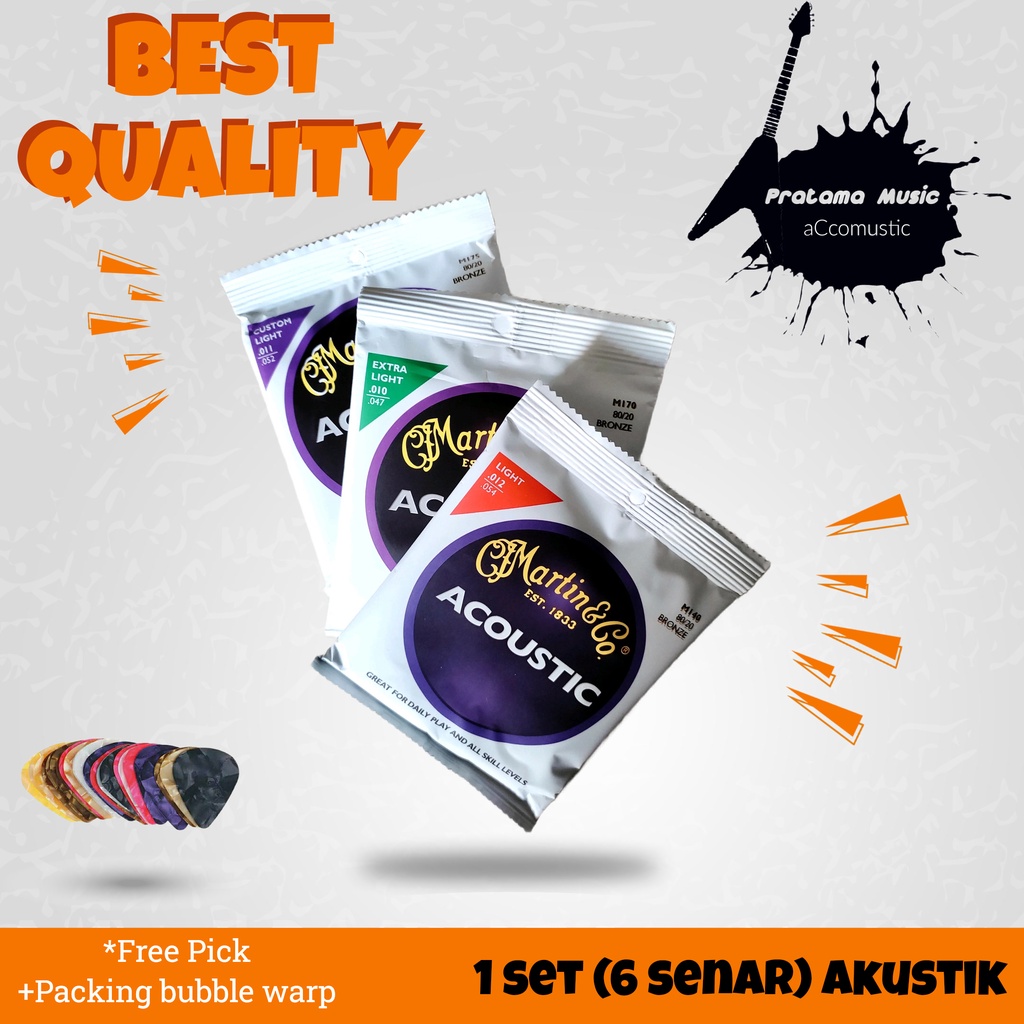 Senar Gitar Akustik Martin&Co Est 1833 Bronze Kualitas Terbaik Acoustic Guitar Strings, Senar Gitar 