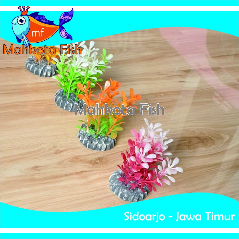Hiasan Aquarium TANAMAN 6 SISI (CAMPUR) | Bunga Plastik Aquarium | Bunga Hiasan Aquarium | Tanaman Hias Aquarium