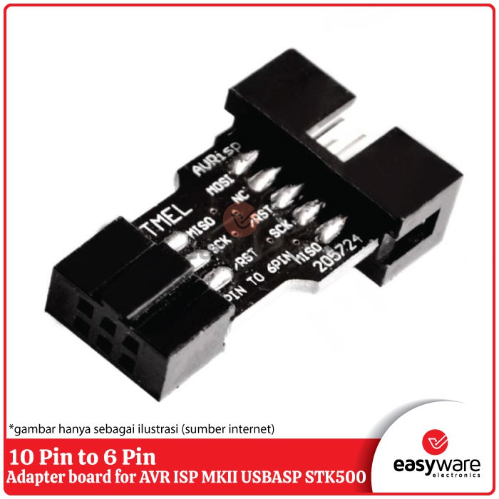 10 Pin to 6 Pin Adapter board for AVR ISP MKII USBASP STK500